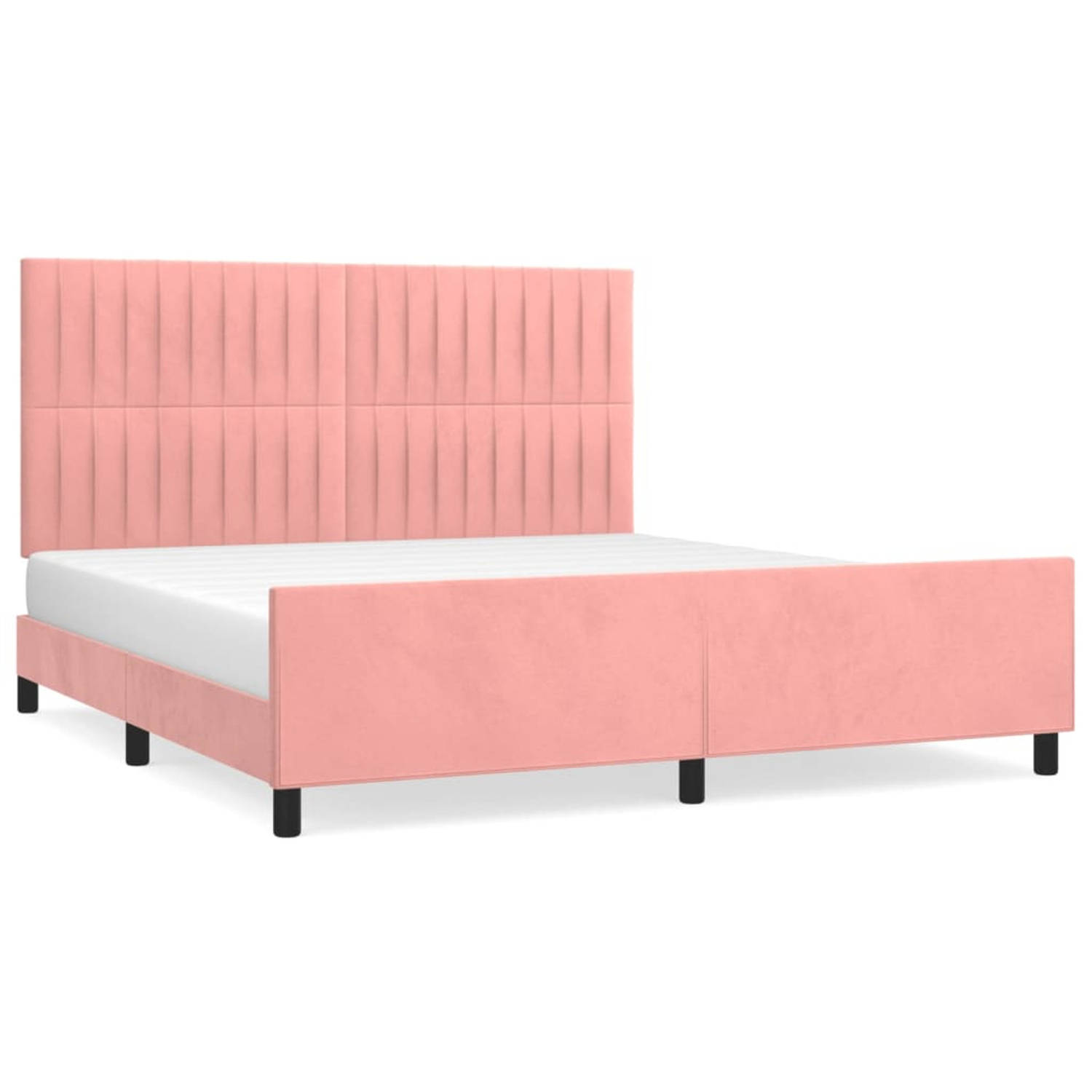 vidaXL Bedframe met hoofdeinde fluweel roze 160x200 cm