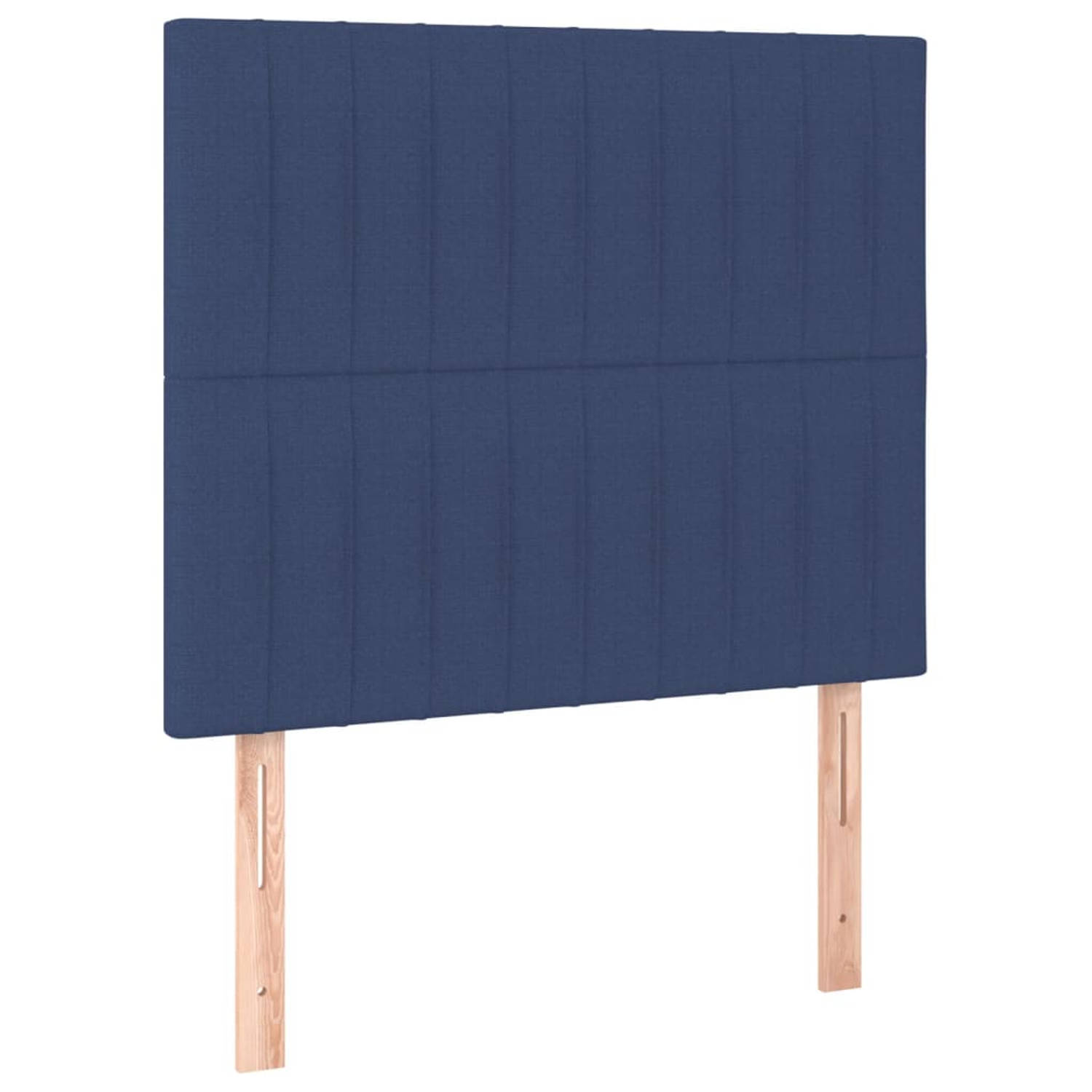 The Living Store Hoofdbord Blauw - 90 x 5 x 78/88 cm - Stof/ Larikshout