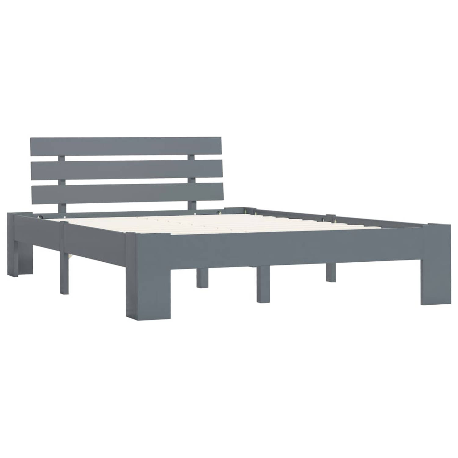 The Living Store Bedframe massief grenenhout grijs 140x200 cm - Bed