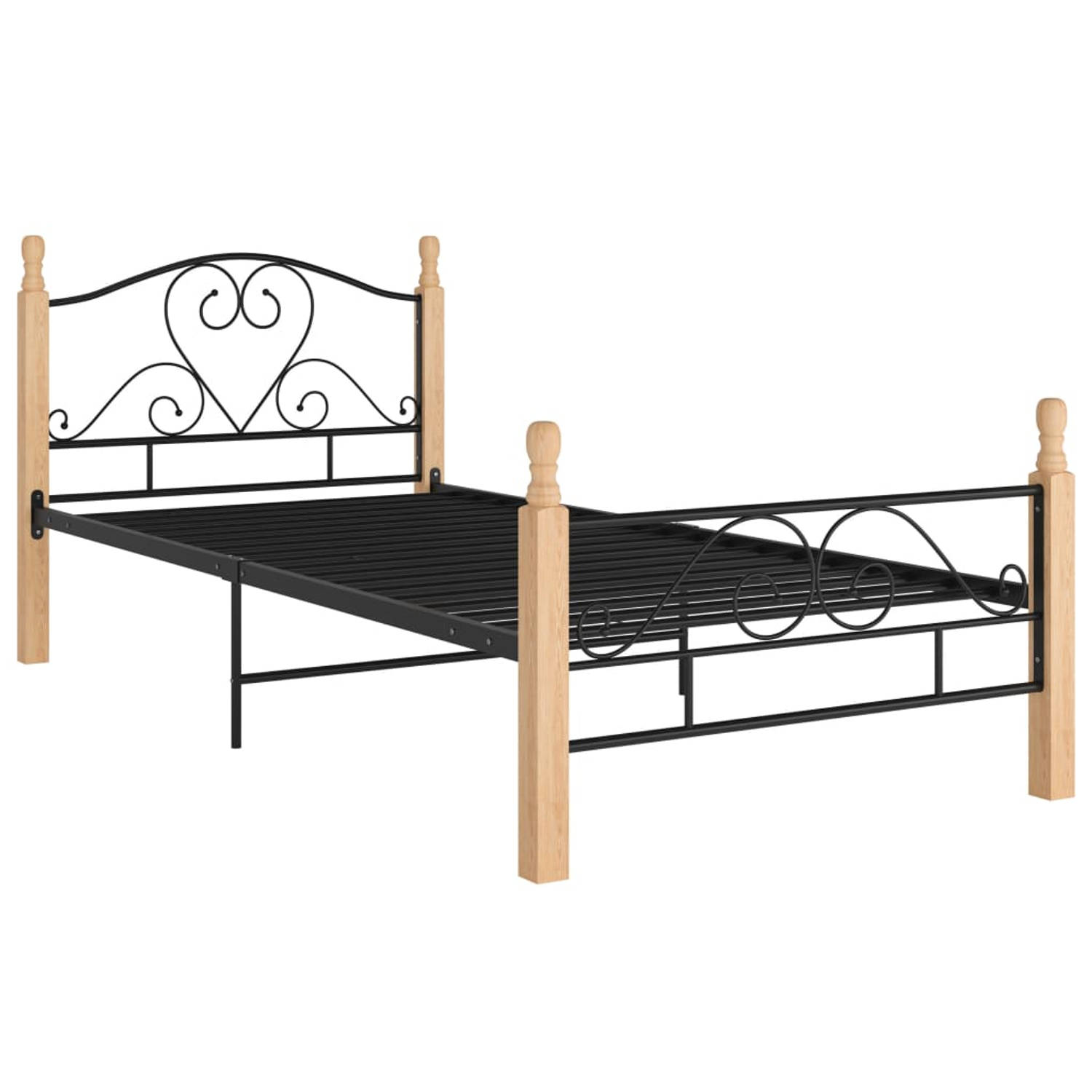 The Living Store Bedframe metaal zwart 90x200 cm - Bedframe - Bedframes - Bed - Bedden - Frame - Frames - Eenpersoonsbed - Eenpersoonsbedden - Bedombouw - Bedombouwen - Metalen Bed