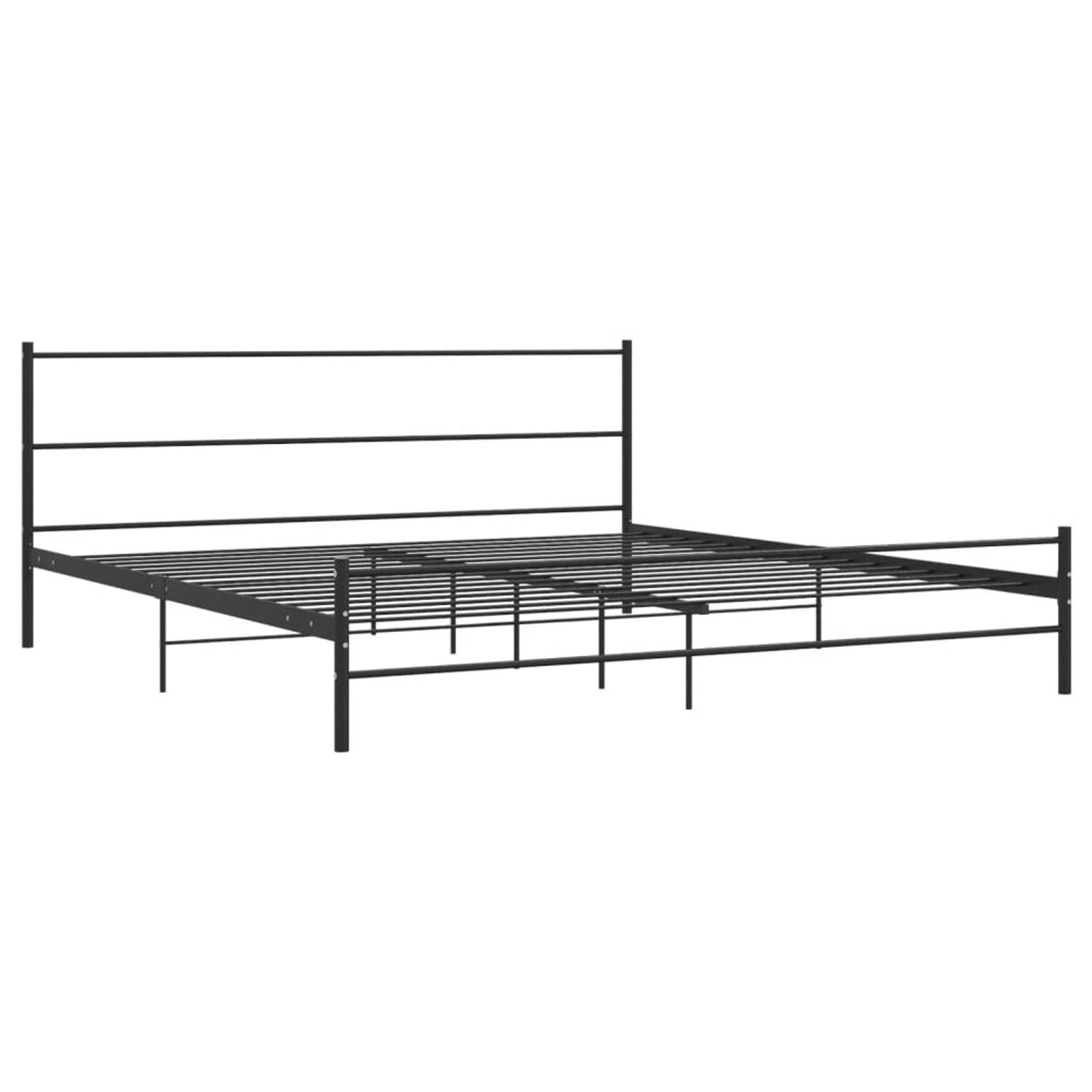 The Living Store Bedframe metaal zwart 180x200 cm - Bedframe - Bedframes - Tweepersoonsbed - Tweepersoonsbedden - Bed - Bedden - Slaapkamermeubel - Slaapkamermeubelen - Slaapkamerm