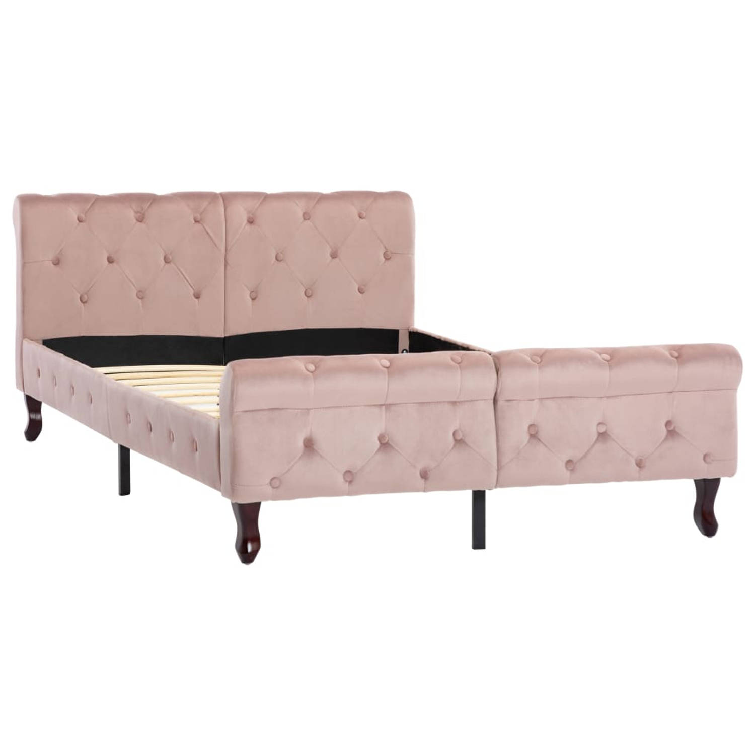 The Living Store Bedframe fluweel roze 120x200 cm - Bed
