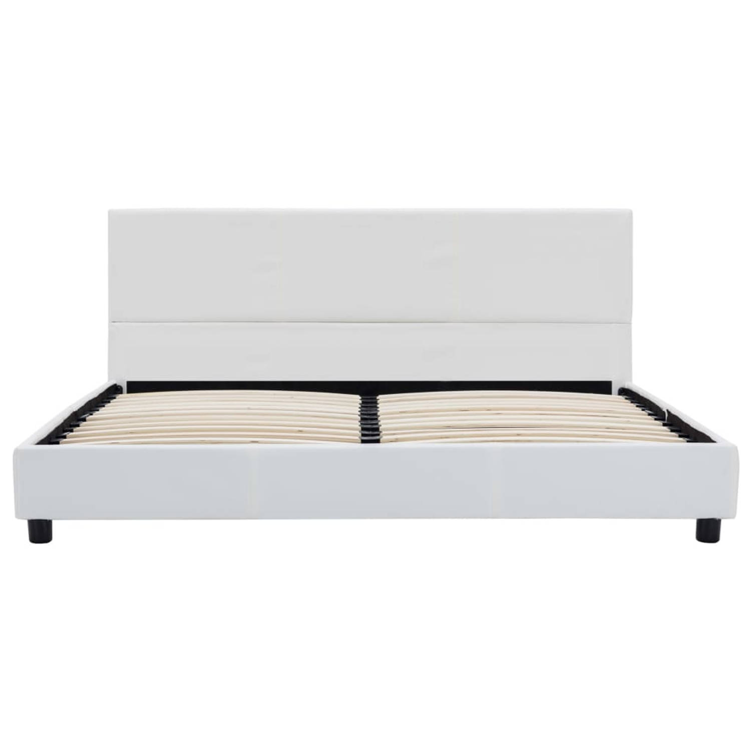 The Living Store Bedframe kunstleer wit 140x200 cm - Bed