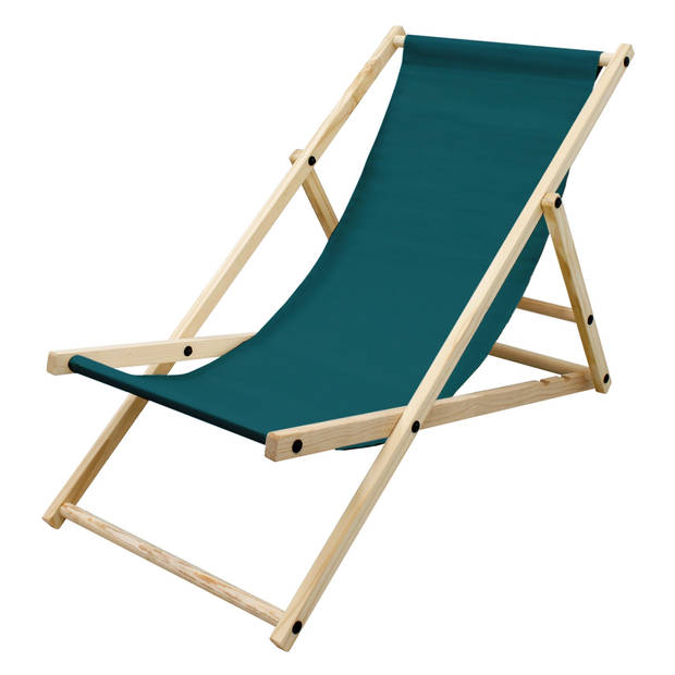 ECD Germany opvouwbare houten ligstoel, 3 ligstanden, tot 120 kg, donkergroen, ligstoel tuin ligstoel relax ligstoel