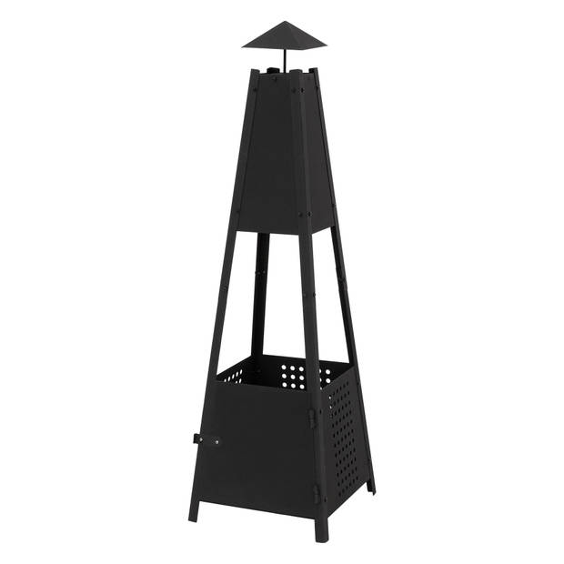 Pyramide tuinhaard met schoorsteen 29x100x30 cm zwart ijzer ML-Design