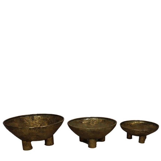 DKNC - Schalen Bilbao - Metaal - 60.5x60.5x28cm - Set van 3 - Goud