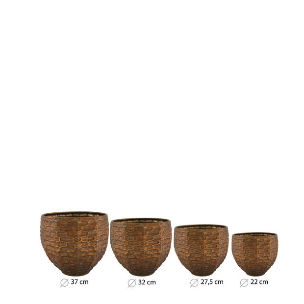 DKNC - Plantenbak Sean - Metaal - 37x33.5cm - Set van 4 - Koper