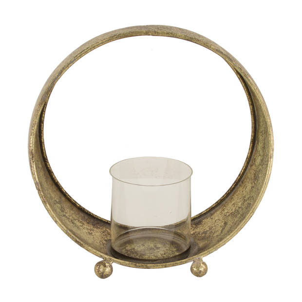 Dijk Natural Collections - Candle holder metal with glass 27.5x14.5x28cm - Goud
