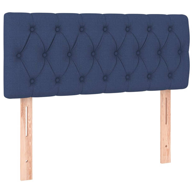 vidaXL Boxspring met matras en LED stof blauw 90x190 cm