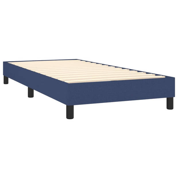 vidaXL Boxspring met matras en LED stof blauw 90x190 cm