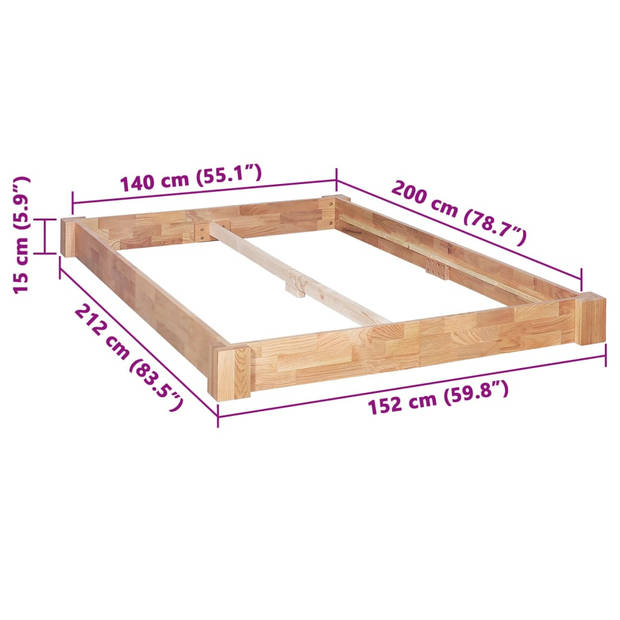 vidaXL Bedframe massief eikenhout 140x200 cm