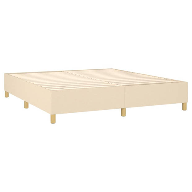 vidaXL Boxspring met matras en LED stof crèmekleurig 180x200 cm