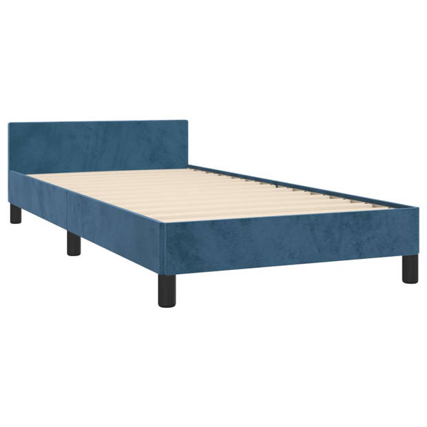 vidaXL Bedframe met hoofdeinde fluweel donkerblauw 90x190 cm