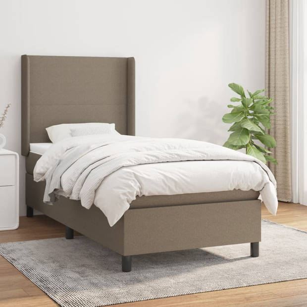 vidaXL Boxspring met matras stof taupe 90x190 cm