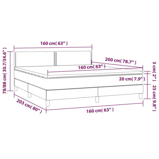 vidaXL Boxspring met matras fluweel donkergroen 160x200 cm