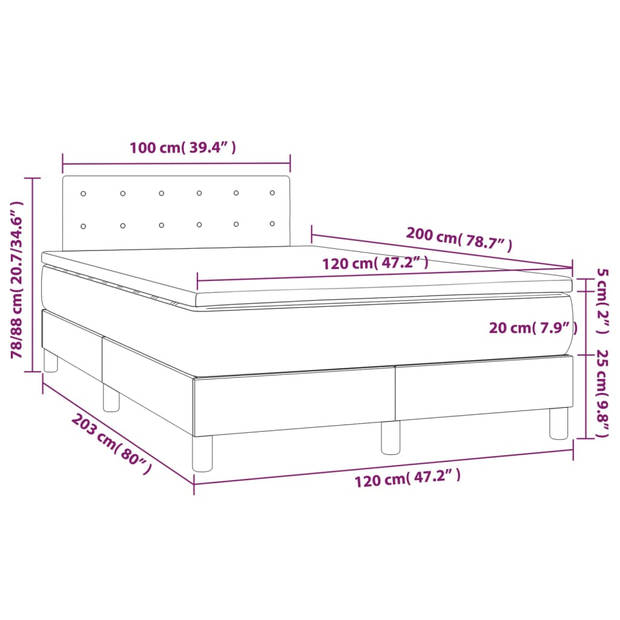 The Living Store Boxspringbed - Pocketvering - 120 x 200 cm - Crème - Verstelbaar hoofdbord