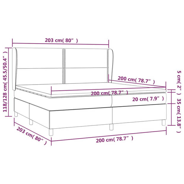 vidaXL Boxspring met matras fluweel donkergroen 200x200 cm