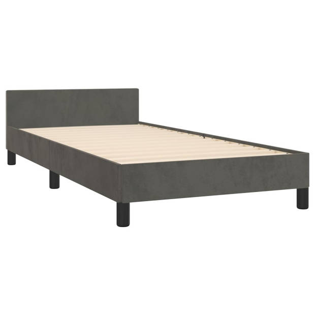 vidaXL Bedframe met hoofdeinde fluweel donkergrijs 90x190 cm