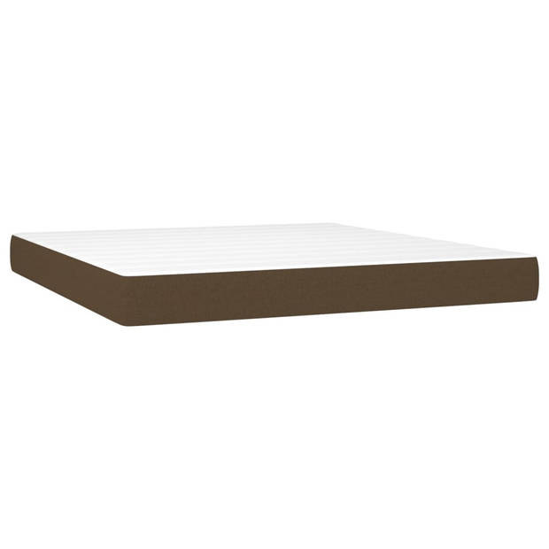 The Living Store Boxspringbed - donkerbruin - 203 x 180 x 118/128 cm - hoofdbord verstelbaar - pocketvering matras -