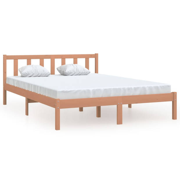 vidaXL Bedframe grenenhout honingbruin 150x200 cm