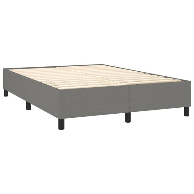 vidaXL Boxspring met matras en LED stof donkergrijs 140x190 cm