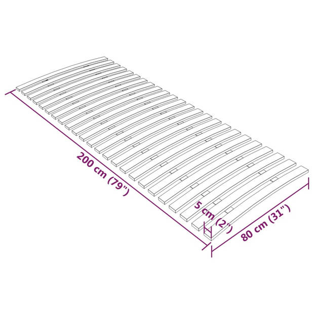 vidaXL Lattenbodem met 24 latten 80x200 cm