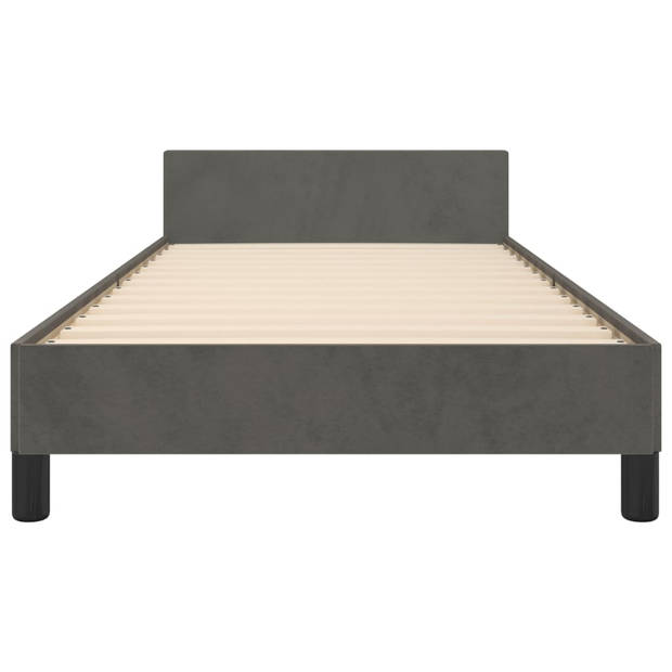 vidaXL Bedframe met hoofdeinde fluweel donkergrijs 90x190 cm