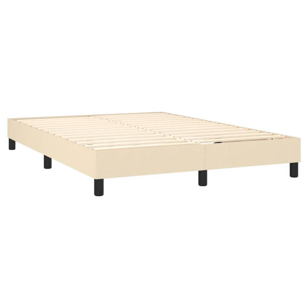 vidaXL Boxspring met matras stof cr??mekleurig 140x190 cm