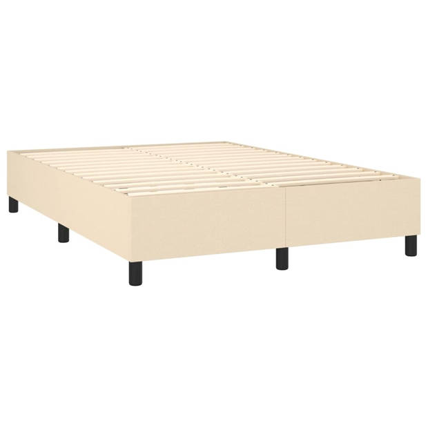 vidaXL Boxspring met matras stof crèmekleurig 140x190 cm