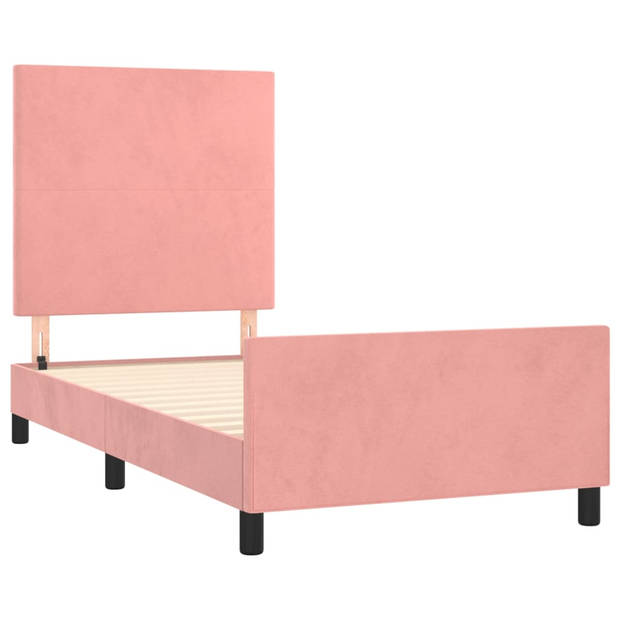 vidaXL Bedframe met hoofdeinde fluweel roze 80x200 cm
