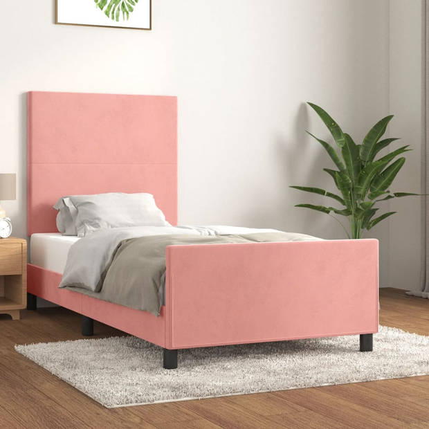 vidaXL Bedframe met hoofdeinde fluweel roze 80x200 cm