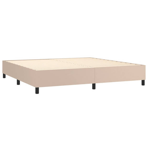 vidaXL Boxspring met matras kunstleer cappuccinokleurig 200x200 cm