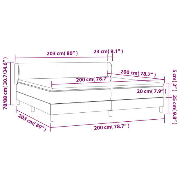 vidaXL Boxspring met matras stof crèmekleurig 200x200 cm