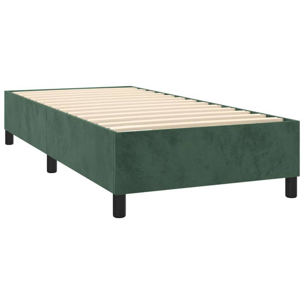 vidaXL Boxspring met matras fluweel donkergroen 90x200 cm