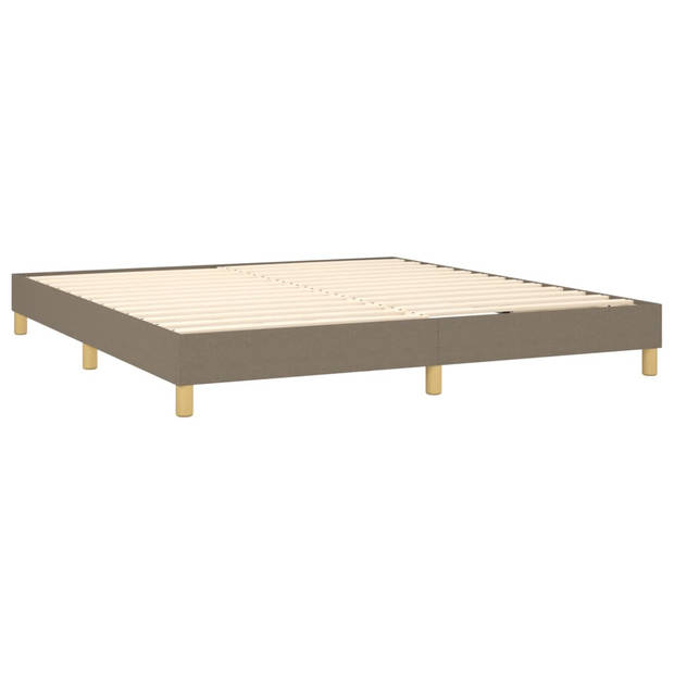 vidaXL Boxspring met matras en LED stof taupe 180x200 cm