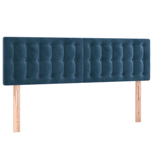 vidaXL Hoofdbord LED 144x5x78/88 cm fluweel donkerblauw