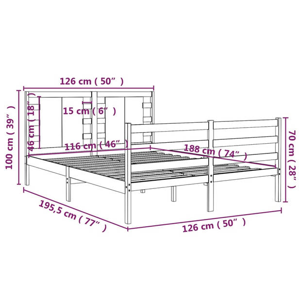 vidaXL Bedframe massief grenenhout wit 120x190 cm