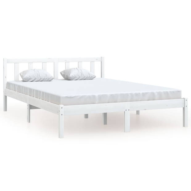 vidaXL Bedframe massief grenenhout wit 160x200 cm