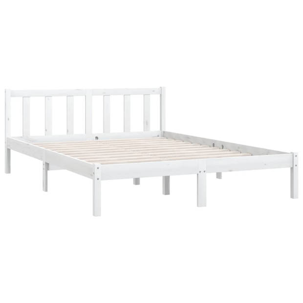 vidaXL Bedframe massief grenenhout wit 160x200 cm