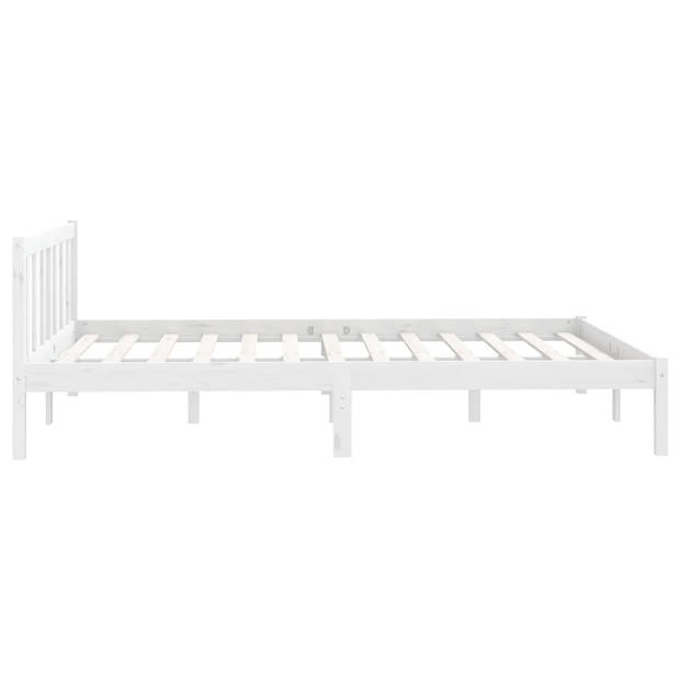 vidaXL Bedframe massief grenenhout wit 160x200 cm