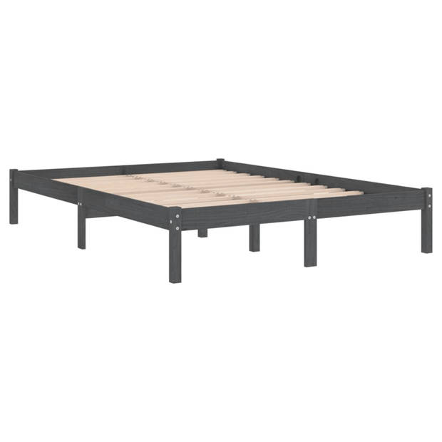 vidaXL Bedframe massief hout grijs 150x200 cm