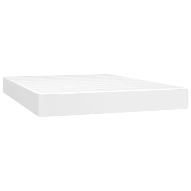 vidaXL Boxspring met matras kunstleer wit 140x200 cm