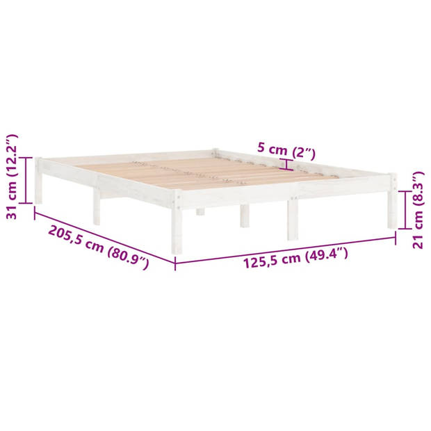 vidaXL Bedframe massief grenenhout wit 120x200 cm