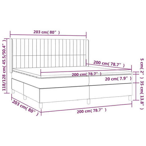 vidaXL Boxspring met matras fluweel roze 200x200 cm