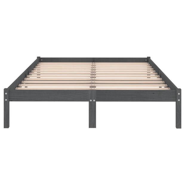 vidaXL Bedframe massief hout grijs 150x200 cm