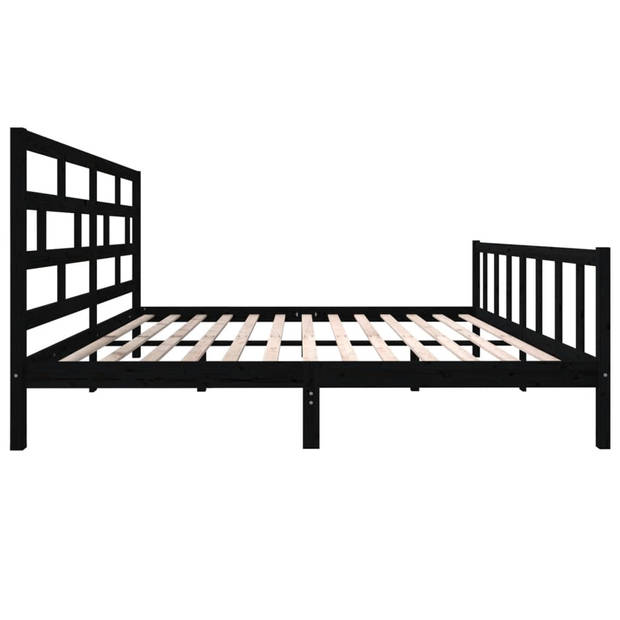 vidaXL Bedframe massief grenenhout zwart 180x200 cm