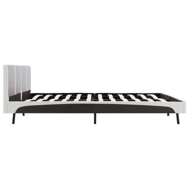 vidaXL Bed met matras grijs en wit kunstleer 180x200 cm