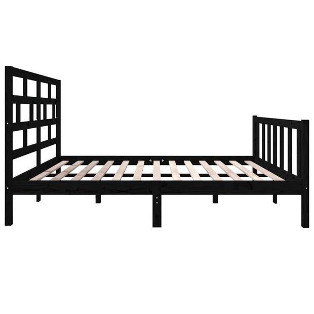 vidaXL Bedframe massief grenenhout zwart 135x190 cm