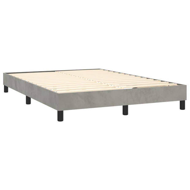 vidaXL Boxspring met matras en LED fluweel lichtgrijs 140x190 cm