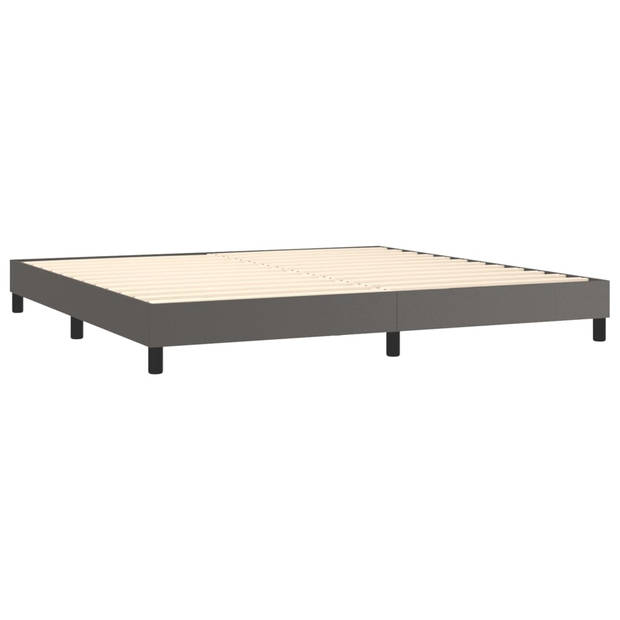 vidaXL Boxspring met matras kunstleer grijs 200x200 cm